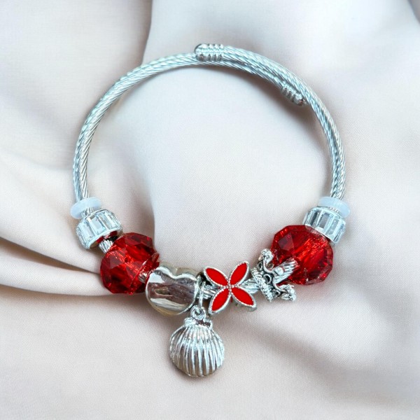 Red Ocean Silver Bracelet - Τύπου Pandora