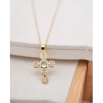 Flashy Cross Gold Necklace