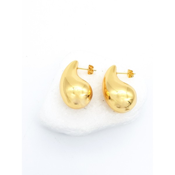 Large Drops Gold Earrings