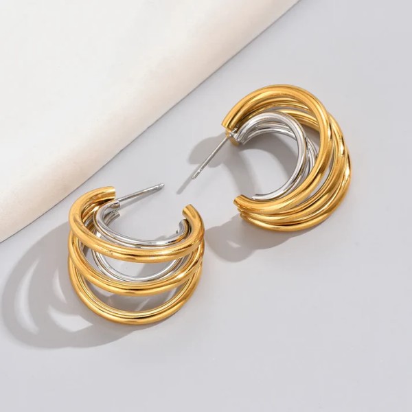 Triple shield Gold/Silver Earrings